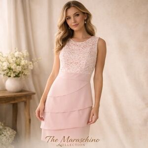 Connected Apparel Blush Wedding Guest Lace Dress | Size 10